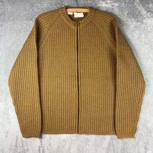 Vtg 60s 70s White Stag Sweater Mens L Brown Full Zip Ribbed Knit Cardigan Japan
